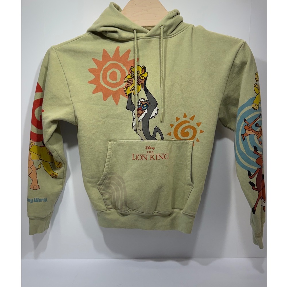 Disney The Lion King Graphic Hoodie XS Sage Green Rafiki Simba Mufasa Sweatshirt